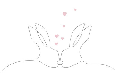 Valentines day background with bunny love heart vector illustration