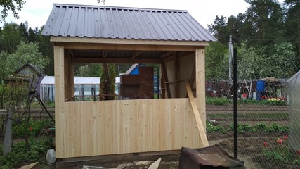 The process of building a wooden gazebo