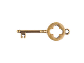 Vintage key isolated on white