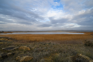 Panoramic view of Pitillas Lagoon at sunset