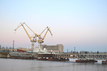 Fototapeta premium cranes in the port