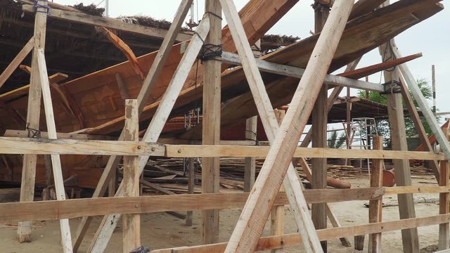 Traditional Wooden Boat Dhow Construction in Oman