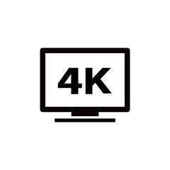 4k tv Icon vector on white background. Monitor tv icon