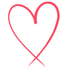 heart drawn by a thin elegant line on a white background