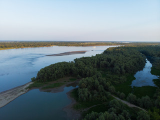 Obraz premium Aerial view of big siberian Ob river in beauty summer day, drone shot