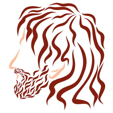 recommend clip art: profile of a young man with long hair and beard