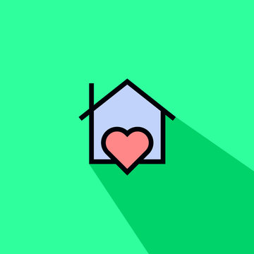 house with love liner fill vector icon - ui icon vector