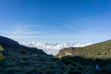Fototapeta premium summit of Mount Kilimanjaro (highest mountain of Africa at 5895m amsl) in Tanzania