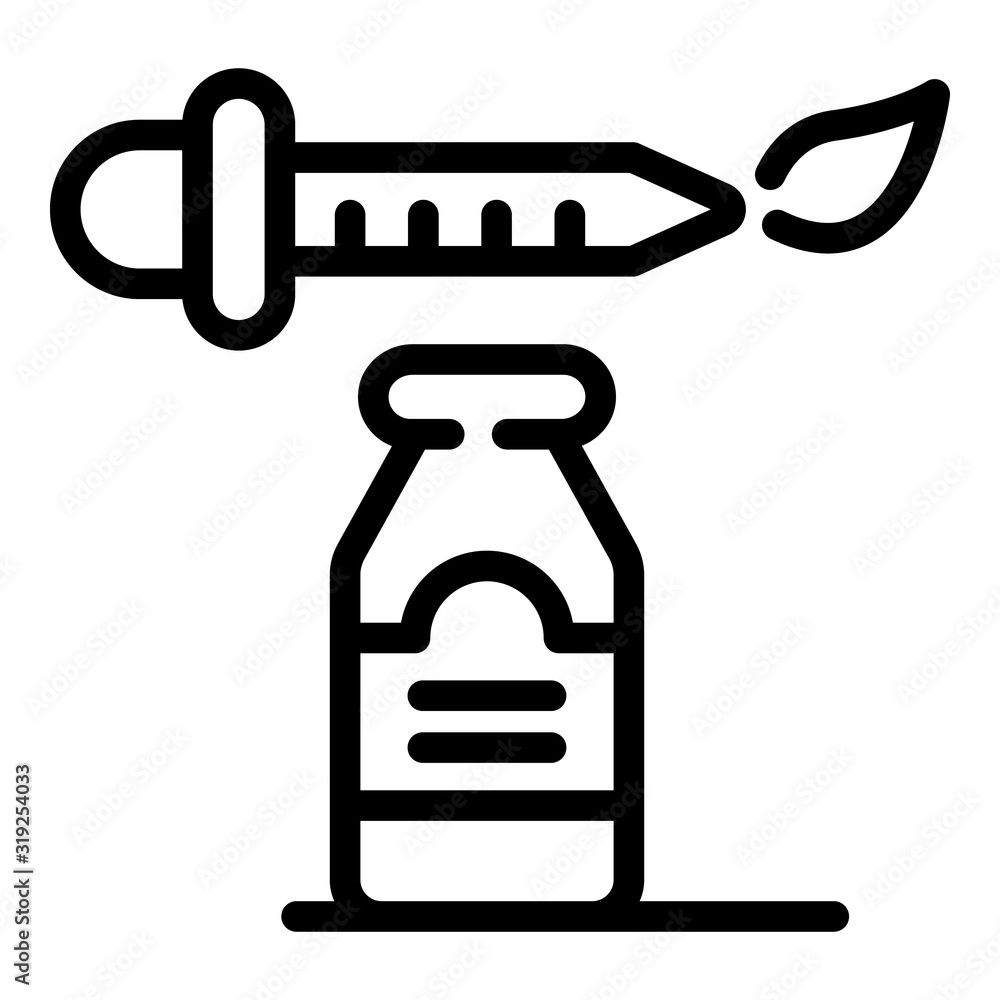 Poster dropper and bottle icon. outline dropper and bottle vector icon for web design isolated on white bac