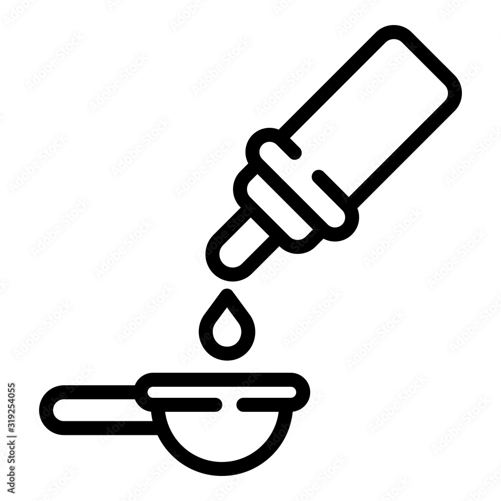 Aufkleber spoon and bottle drop icon. outline spoon and bottle drop vector icon for web design isolated on whi