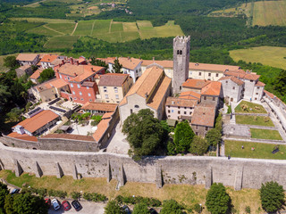 Aerial view of Motovun, a hilltop town in Istria, Croatia