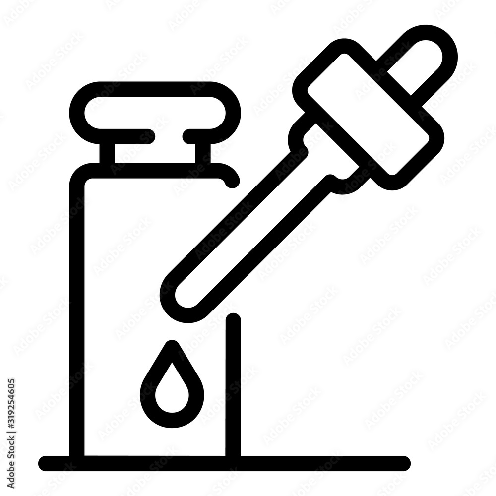 Poster bottle with pipette icon. outline bottle with pipette vector icon for web design isolated on white b