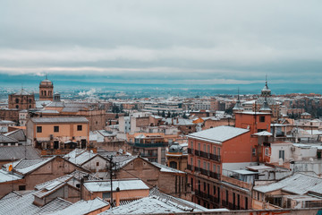 Fototapeta na wymiar Granada city after a big snowfall