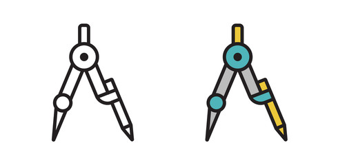 Divider icon in a vector on a white isolated background. Compass. Symbol, logo in a modern simple style. Black and colored icon.