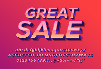3d alphabet with great sale word template for ads banner