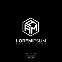 Modern monogram cube, hexagon of the strips, and three letters AAM Logo