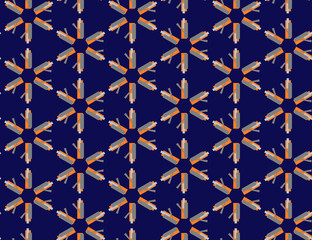 Background seamless pattern from the dark blue colour. Geometric design template with symmetric six-pointed ornament on classic blue. For invitation card, scrapbook, banner, postcard, web
