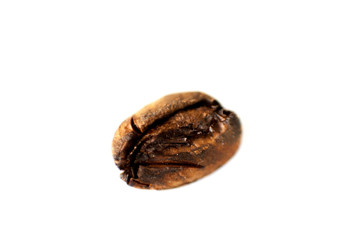 Shiny fresh roasted coffee bean isolated on white background