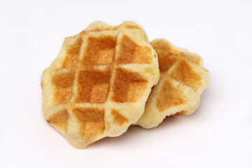 Freshly baked Delicious Waffles isolated on white background