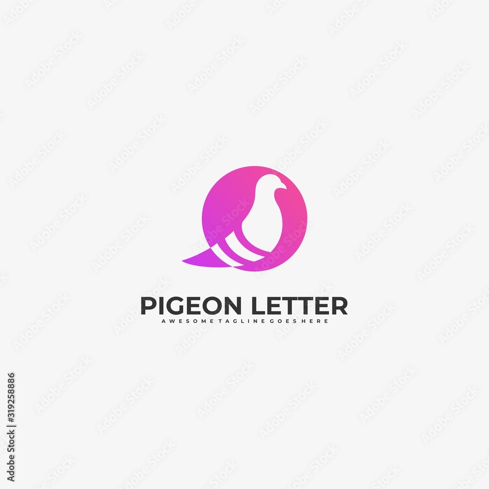 Wall mural Vector Logo Illustration Pigeon Letter S with Circle Gradient Colorful