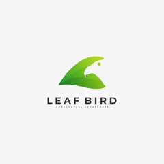 Vector Logo Illustration Leaf Bird Gradient Colorful Style