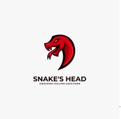 Vector Logo Illustration Snake Head Simple Mascot Style