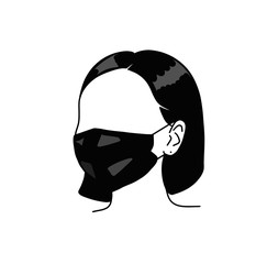 woman head wearing mask nurse surgeon doctor medical virus cartoon character 