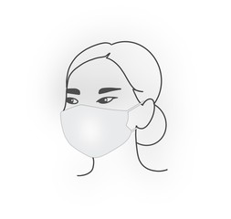 woman head wearing mask nurse surgeon doctor medical virus cartoon character 