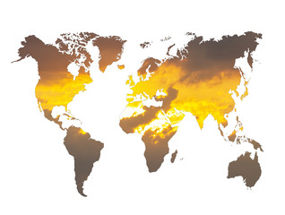 sunset in the world map