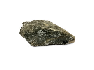 Limestone isolated on white background, sedimentary rock composed mainly of calcium carbonate.