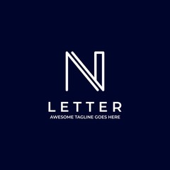 Vector Logo Illustration Abstract Letter N Line Art Style