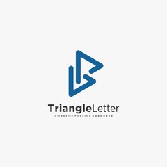 Vector Logo Illustration Triangle Letter P Line Art Style