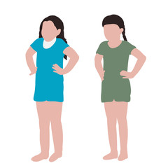 white background, flat style child girl