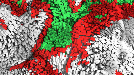 3d cubes ocean red green white background