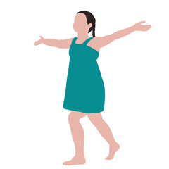 white background, one girl in a flat style