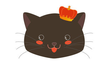 Cute Black Kitten Blep Face with Flowers