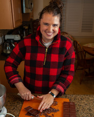 Cutting Chocolate - Baking a Chocolate Cake