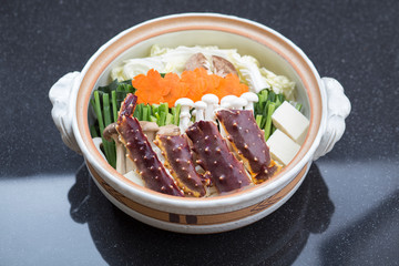 Taraba nabe, Alaska crab boiled in a hot pot with vegetables Japanese cuisine