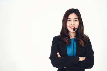 New gen professional leadership look. Young business smile call center asian woman