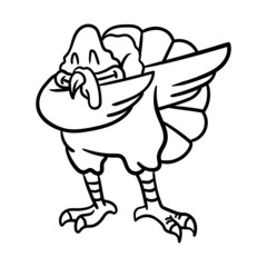 Cute vector turkey dabbing line drawing 