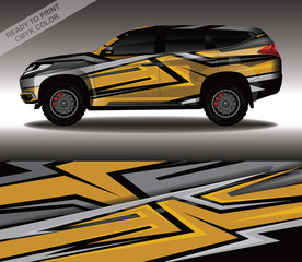 Obraz premium Car wrap decal design vector, custom livery race rally car vehicle sticker and tinting.