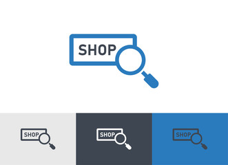 shop with search bar glyph vector icon - ui icon vector