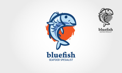 Blue Fish Seafood Specialist Vector Logo Template. This is a fish vector that you can use as a logo, design element and perfectly used for any fishing or aquarium related businesses.