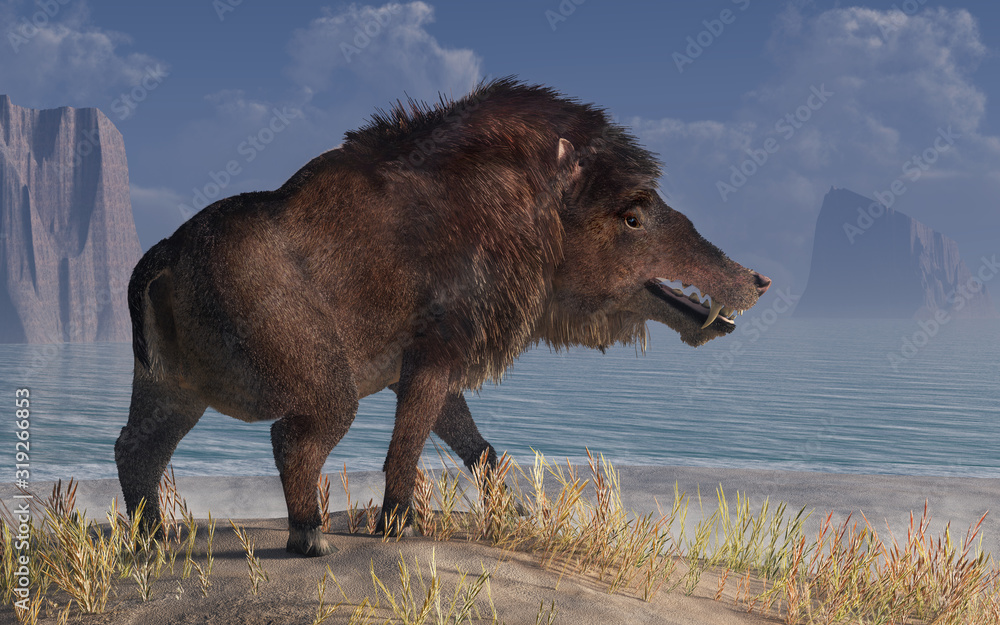 Fototapete andrewsarchus, an extinct creature of the eocene period, was possibly the largest carnivorous land m