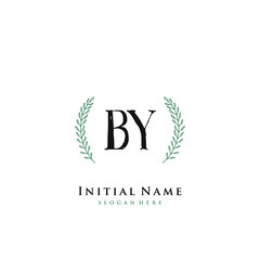 BY Initial handwriting logo vector	