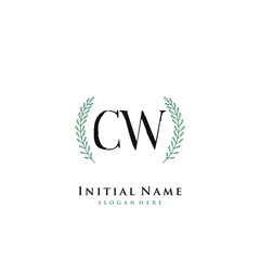 CW Initial handwriting logo vector	