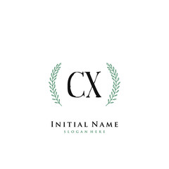 CX Initial handwriting logo vector	