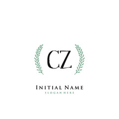 Obraz premium CZ Initial handwriting logo vector 