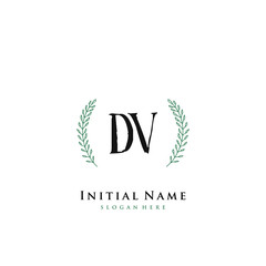 DV Initial handwriting logo vector	