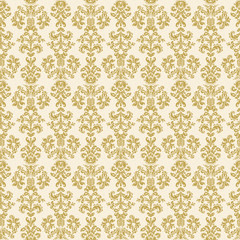 seamless gold decorative damask vector pattern